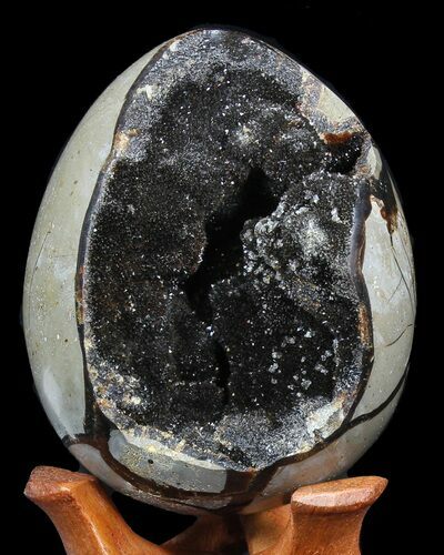 Septarian Dragon Egg Geode - Black Calcite Crystals #40895